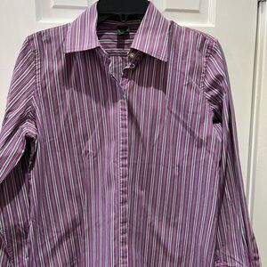 Lauren Ralph Lauren 100% cotton Purple and Green Striped Shirt